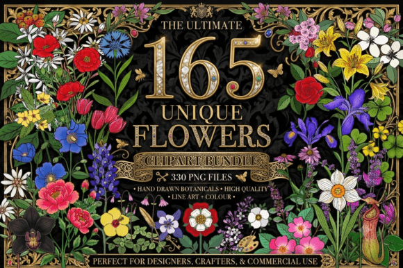 Download 165 Unique Flowers Clipart Bundle - Flower Collection
