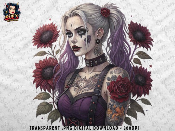 Download Dark Gothic Beauty with Flowers - Flower Collection