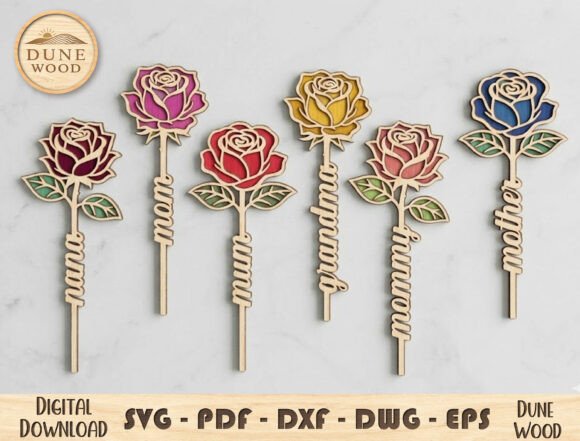 Download Rose Mom Flower Laser Cut File - Flower Collection