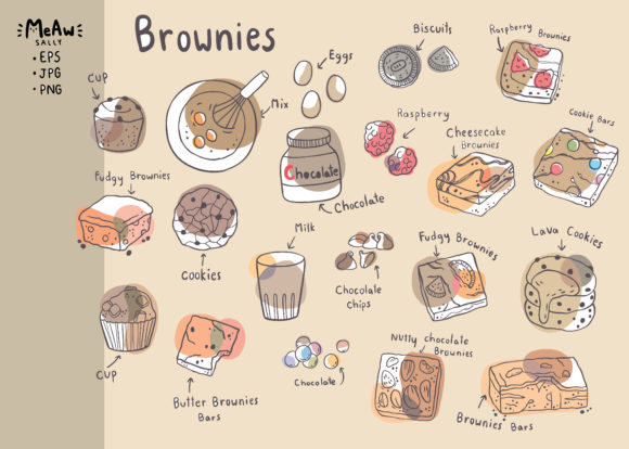 Download Sweet Brownies Hand Draw Cartoon Cute - Brownies Collection