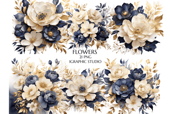 Download Blue and Gold Flowers PNG, - Flower Collection