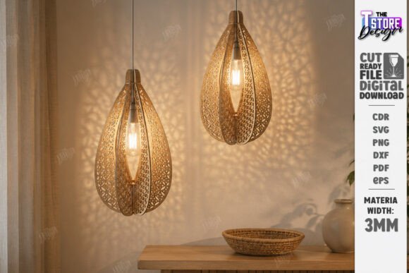 Download Wooden Pendant Light Shade Laser Cut - Light Collection