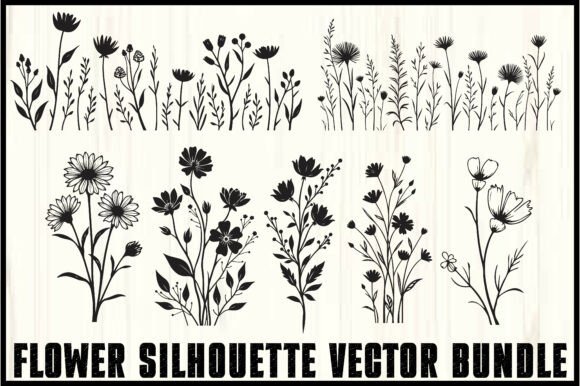 Download Wild Flower Silhouette Vector Set - Flower Collection