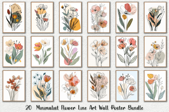 Download Minimalist Flower Line Art Wall Posters - Flower Collection