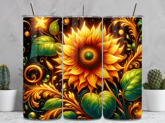 Download Golden Glow Sunflower Leaves Tumbler - Flower Collection