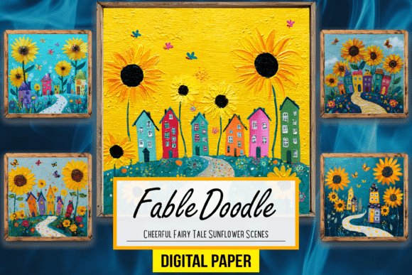Download Cheerful Fairy Tale Sunflower Art Scenes - Flower Collection
