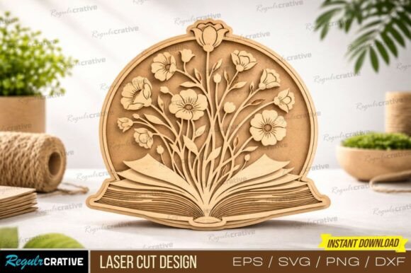 Download Book Flower Laser Cut File,Book Laser - Flower Collection