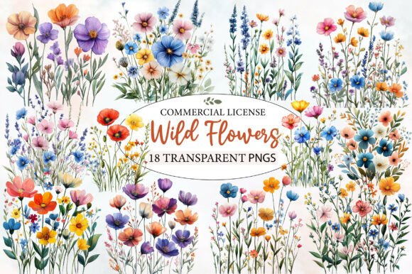 Download Charming Wild Flowers Watercolor Clipart - Flower Collection