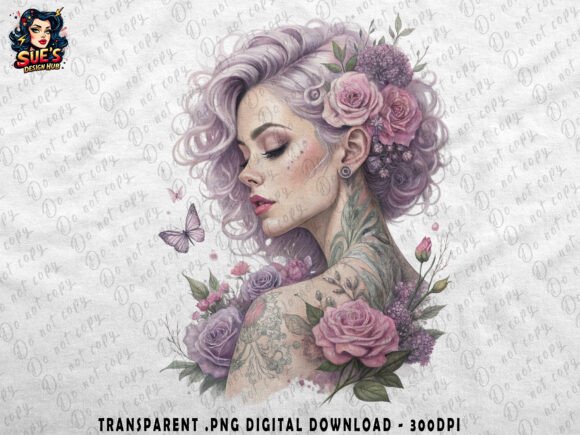 Download Lavender-Haired Beauty with Flowers - Flower Collection