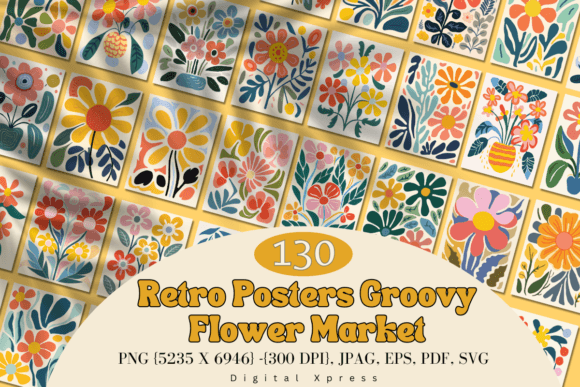 Download Retro Posters Groovy Flower Market - Flower Collection